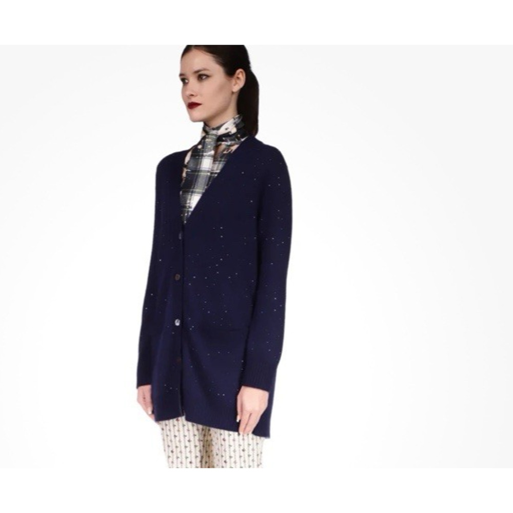 Libertine NAVY Women's Stardust Oversized Cashmere Cardigan, US XL